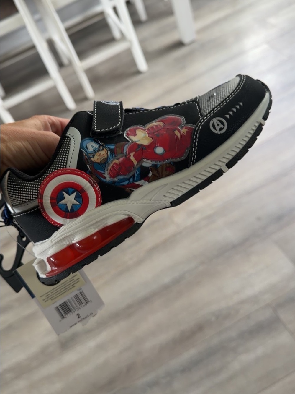 Avenger Black Kids Sneaker with Red and White Superhero Accents